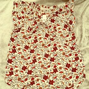 Flowy Cap Sleeve Flower Patterned Shirt